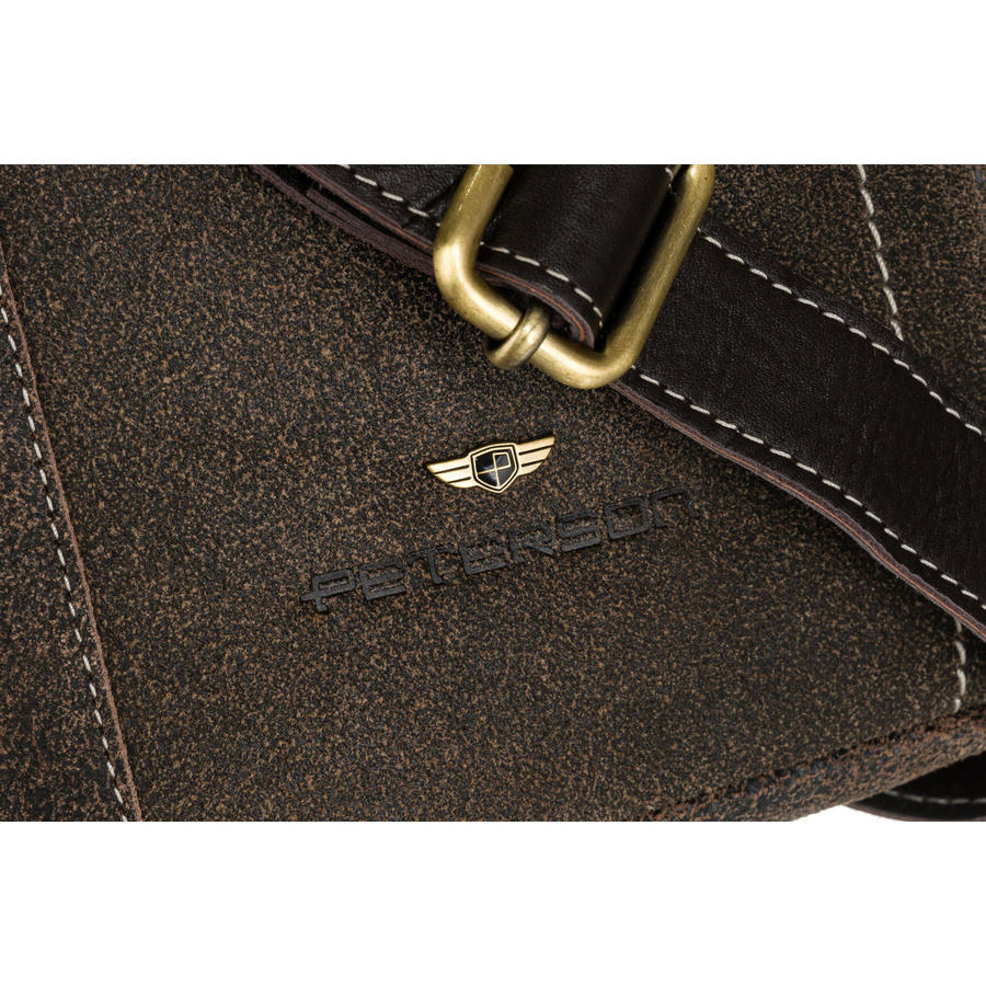 Praktyczna listonoszka męska ze skóry naturalnej w brązowym kolorze - Peterson