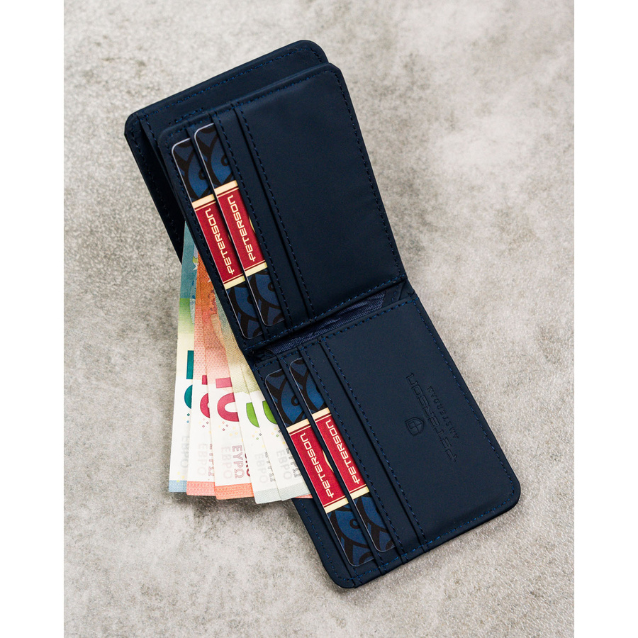 Granatowy portfel męski z modnym, geometrycznym wzorem - Peterson