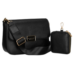 Czarna listonoszka damska na ramię ze skóry ekologicznej z etui w zestawie - Peterson