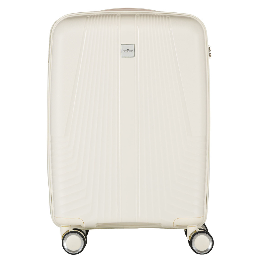Kabinowa, beżowa walizka podróżna z teleskopowym uchwytem - Peterson