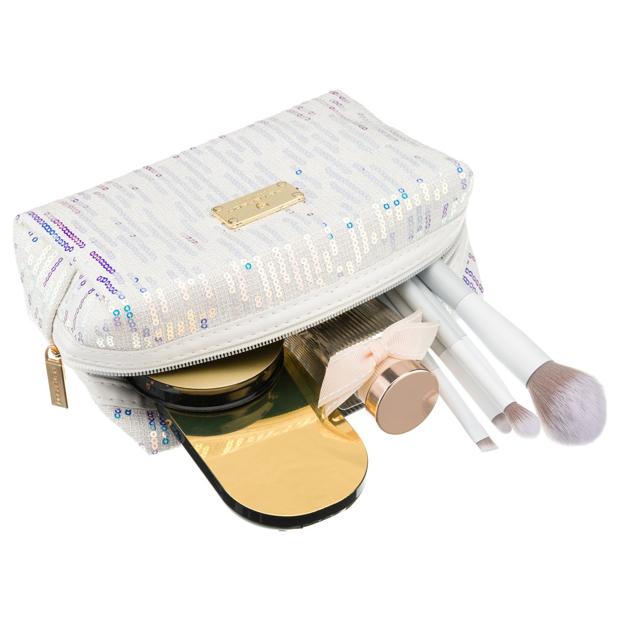 Kosmetyczka z poliestru w białym kolorze, jednokomorowa - Peterson