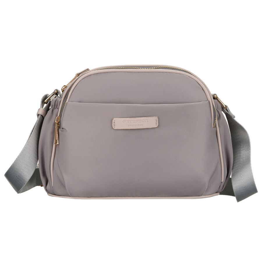 Nylonowa listonoszka damska w szarym kolorze, zamykana suwakiem i klipsem magnetycznym - Peterson