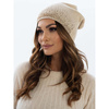 Czapka beanie z kryształkami beżowa - Peterson
