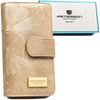 Beżowy portfel w orientacji pionowej wykonany ze skóry naturalnej i ekologicznej - Peterson