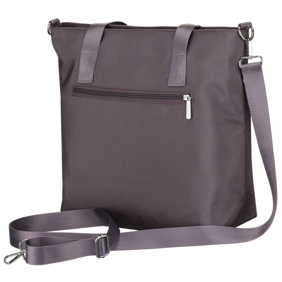 Jednokomorowa shopperka damska z poliestru w szarym kolorze wyposażona w dopinany, regulowany pasek - Peterson