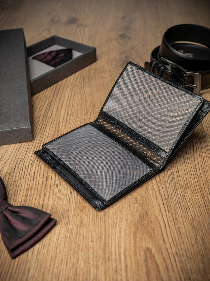 Elegancki portfel męski ze skóry naturalnej - Rovicky
