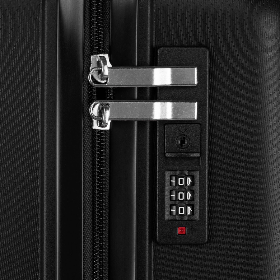 Duża walizka podróżna w czarnym kolorze z wodoodporną skorupą - Peterson