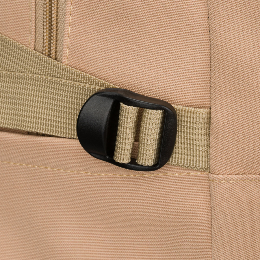 Beżowy plecak szkolny z poliestru z miejscem na laptopa, zamykany suwakiem - Peterson