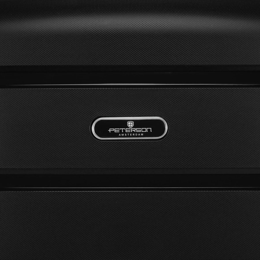 Czarna walizka kabinowa z polipropylenu z wysuwaną, teleskopową rączką i obrotowymi kółkami - Peterson