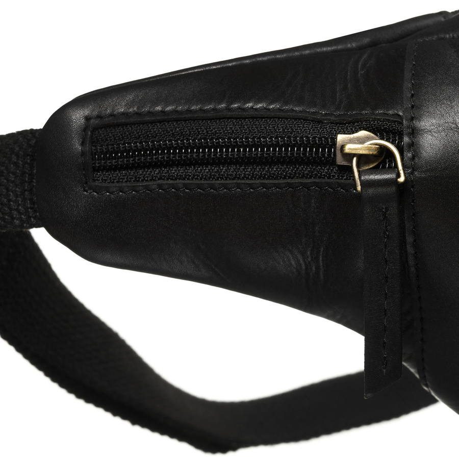 Klasyczna, czarna, skórzana nerka męska na biodra - Peterson