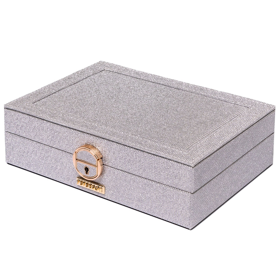 Srebrna szkatułka na biżuterię zamykana kluczykiem i zatrzaskiem - Peterson