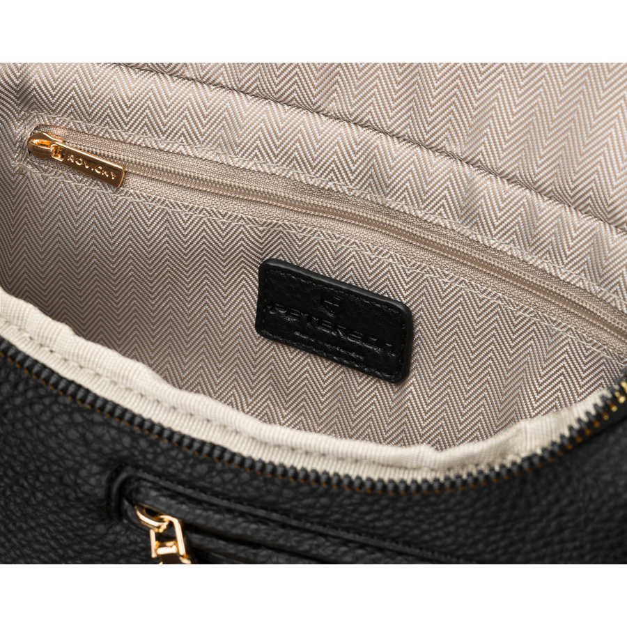 Czarna saszetka damska ze skóry ekologicznej z kieszenią na rewersie - Peterson