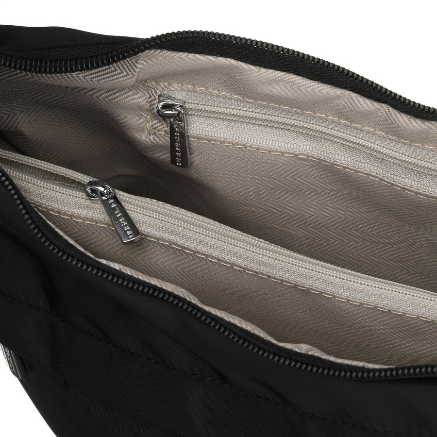Czarna torebka damska z poliestru zamykana suwakiem, jednokomorowa - Peterson