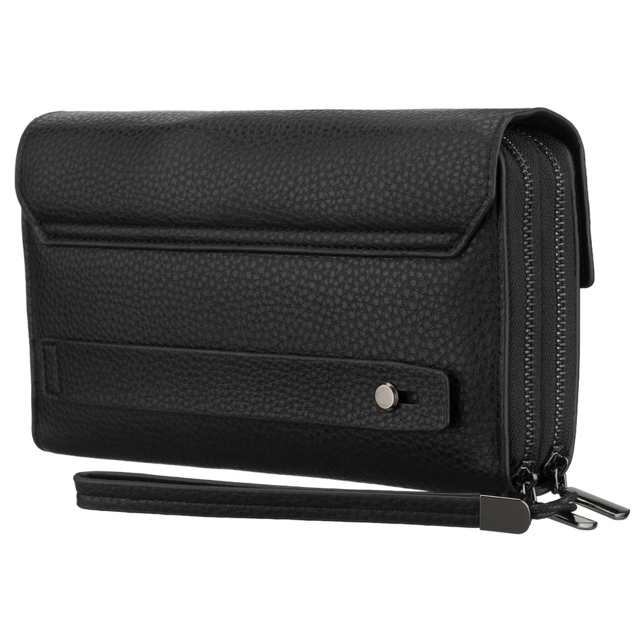 Czarna saszetka męska ze skóry ekologicznej idealna na dokumenty - Rovicky