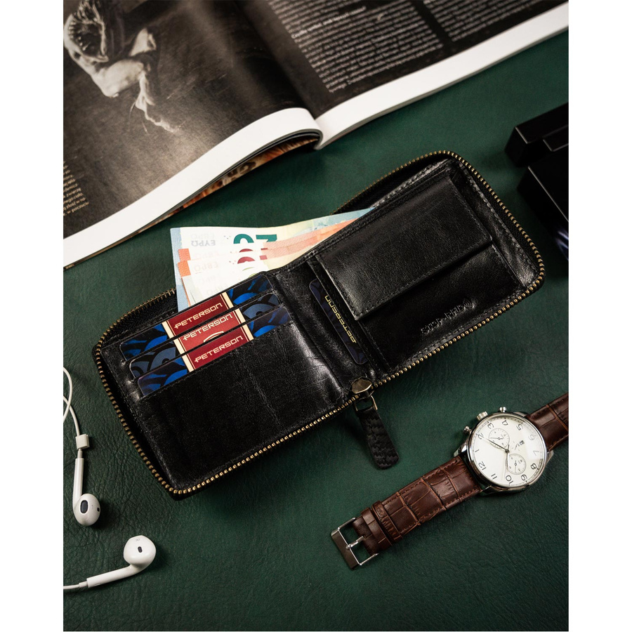 Skórzany sportowy portfel na zamek - Peterson