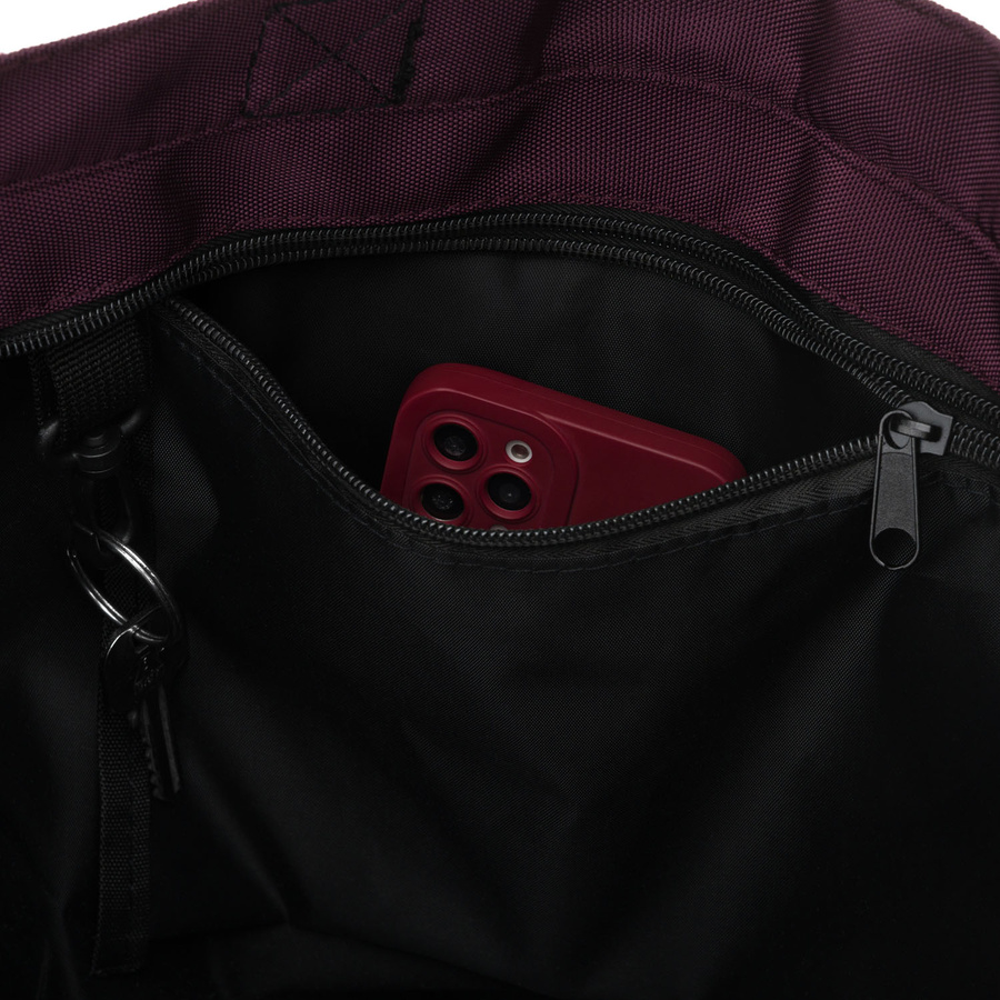 Duża, fioletowa shopperka damska zawieszona na wygodnych uchwytach i doczepianym pasku - Peterson