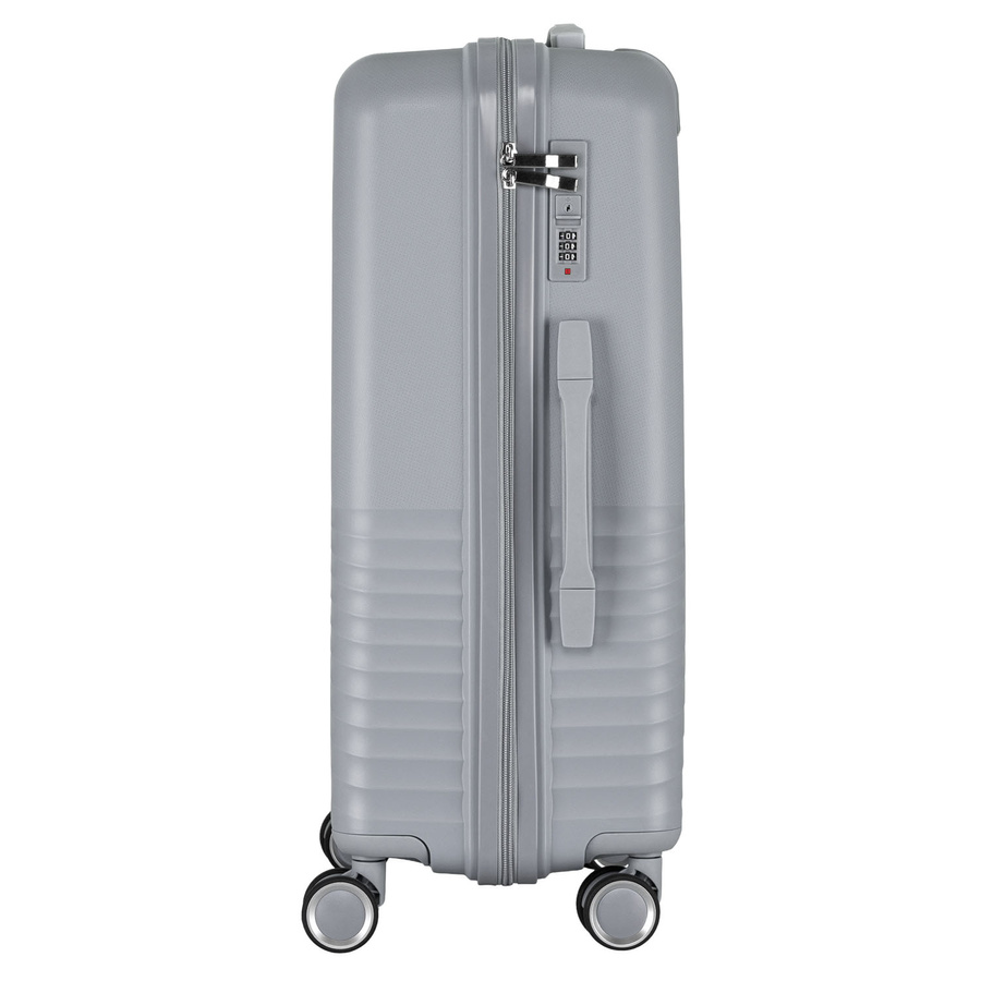 Duża walizka podróżna w szarym kolorze z wodoodporną skorupą - Peterson