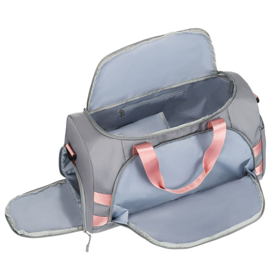 Torba weekendowo-podróżna w szaro-różowym kolorze z uchwytem na walizkę - Peterson