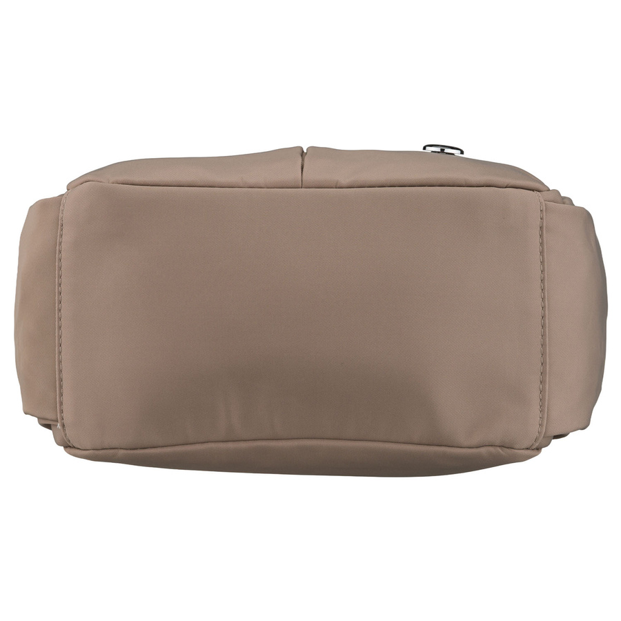 Beżowa listonoszka damska z poliestru zawieszona na szerokim pasku, dwukomorowa - Peterson