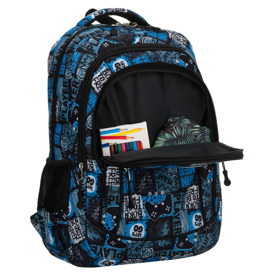Szkolny plecak młodzieżowy z poliestru w gamingowy wzór - Peterson