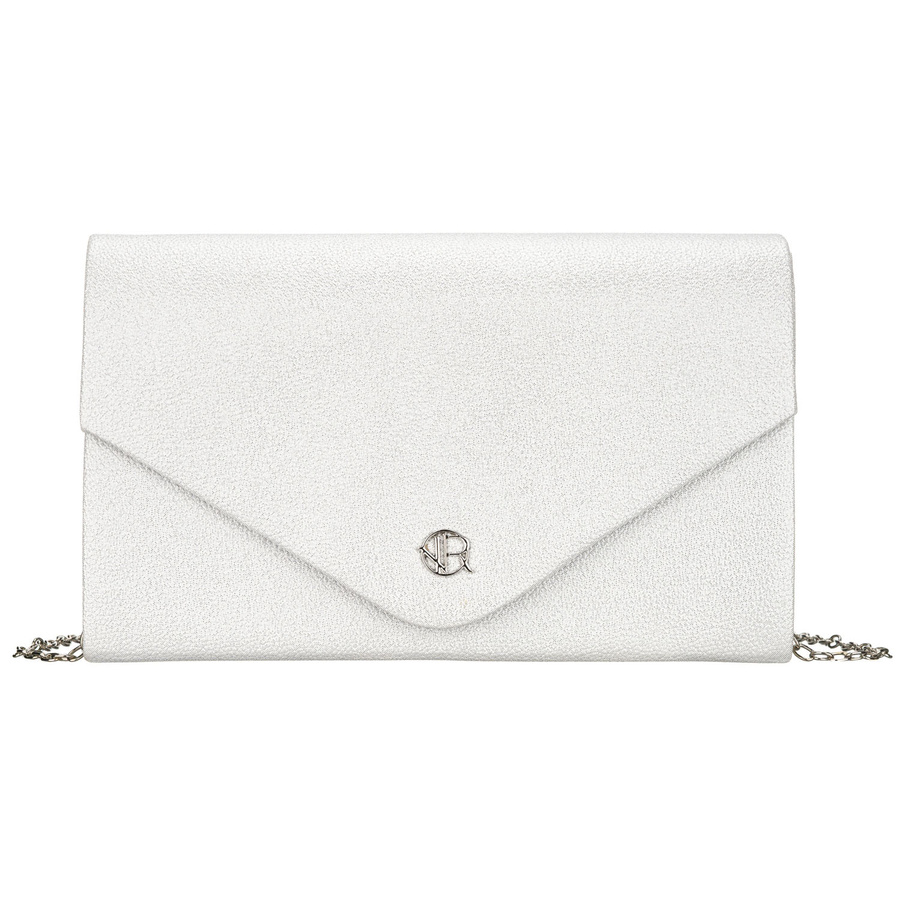 Elegancka kopertówka damska w srebrnym kolorze wykonana ze skóry ekologicznej - Rovicky