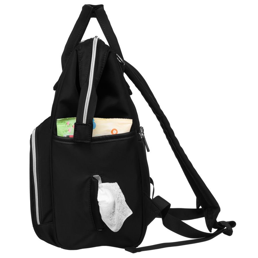 Czarny plecak z poliestru z uchwytami do zaczepienia na wózku - Peterson