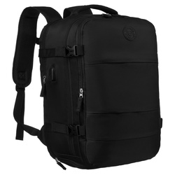 Czarny, trzykomorowy plecak podróżny wykonany z poliestru - Peterson