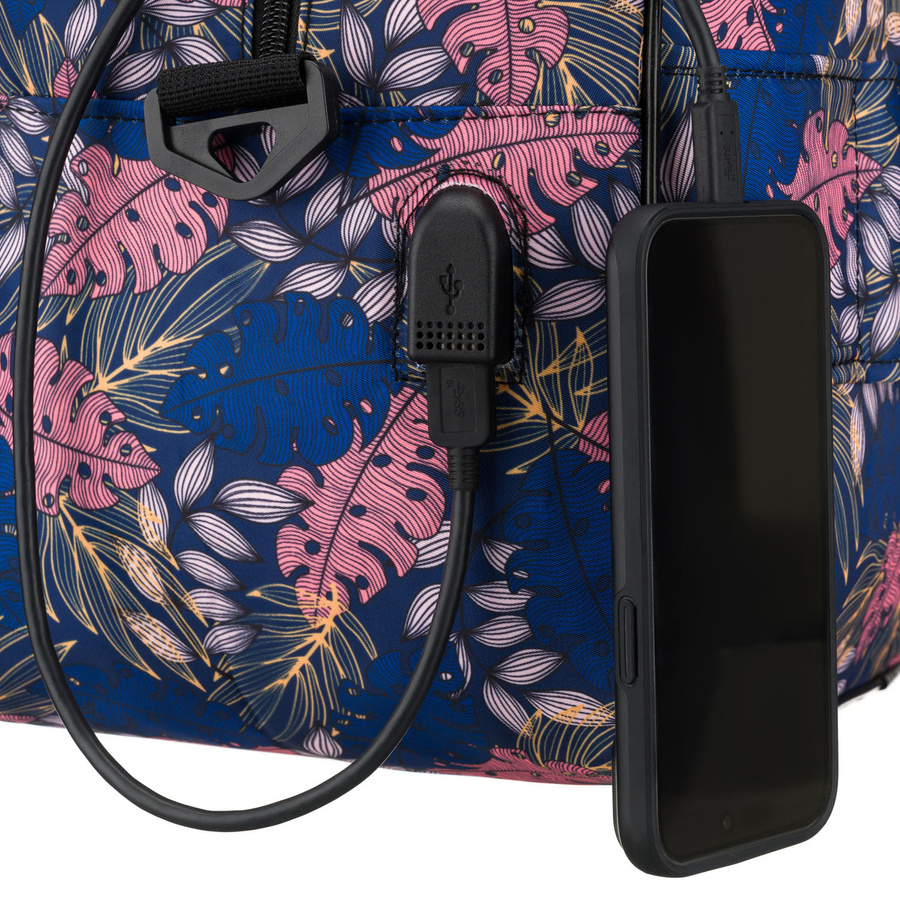 Torba podróżna wyposażona w dopinany pasek i zewnętrzną kieszeń zapinaną suwakiem - Rovicky