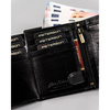 Duży portfel męski wykonany ze skóry naturalnej w czarnym kolorze, wyposażony w system RFID - Peterson