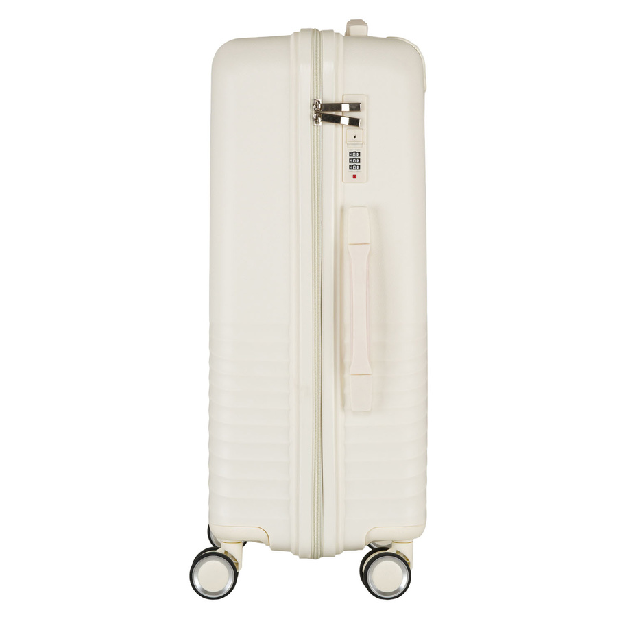 Duża walizka podróżna w beżowym kolorze z wodoodporną skorupą - Peterson