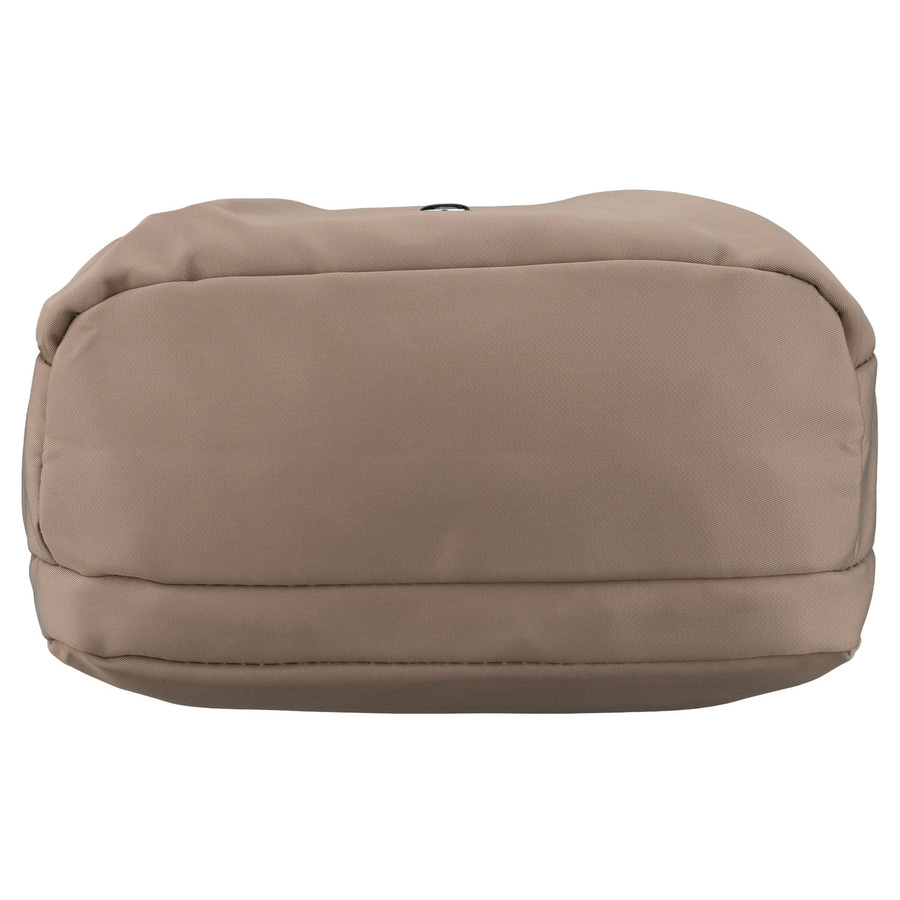 Beżowa, poręczna listonoszka damska z poliestru zawieszona na szerokim pasku - Peterson