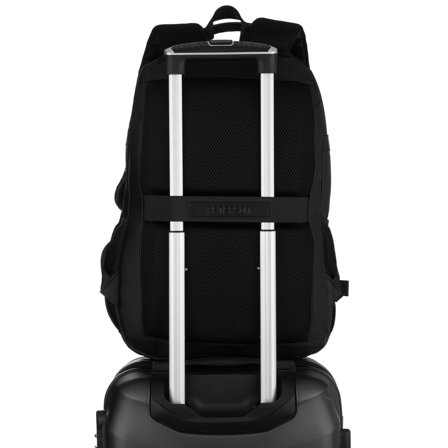 Duży plecak podróżny w czarnym kolorze z miejscem na laptopa, zamykany suwakiem - Peterson