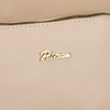 Beżowa listonoszka damska z nylonu i skóry ekologicznej zawieszona na uchwytach i dopinanym pasku - Peterson