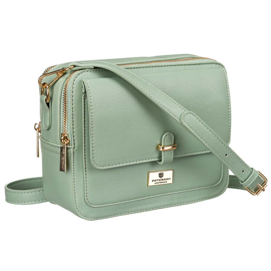 Modna listonoszka damska w zielonym kolorze wykonana ze skóry ekologicznej - Peterson
