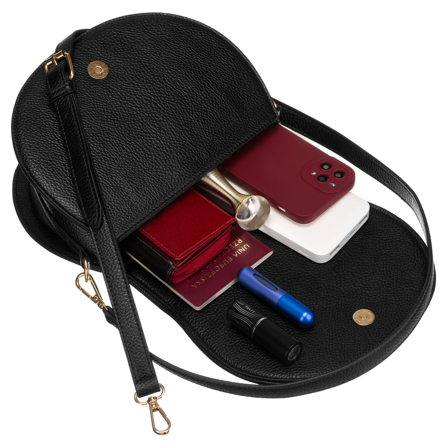 Klasyczna listonoszka damska ze skóry ekologicznej w czarnym kolorze - Peterson