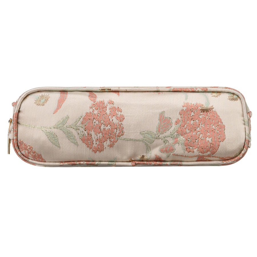 Kosmetyczka podróżna z materiału syntetycznego w różowo-beżowym kolorze zdobiona kwiatami - Peterson