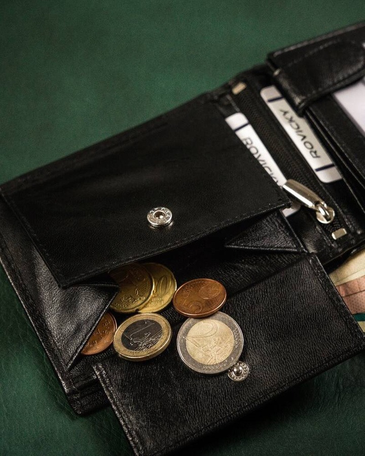 Skórzany portfel męski bez zapięcia zewnętrznego - Rovicky