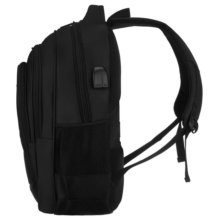 Plecak szkolny z poliestru w czarnym kolorze z portem USB - Peterson