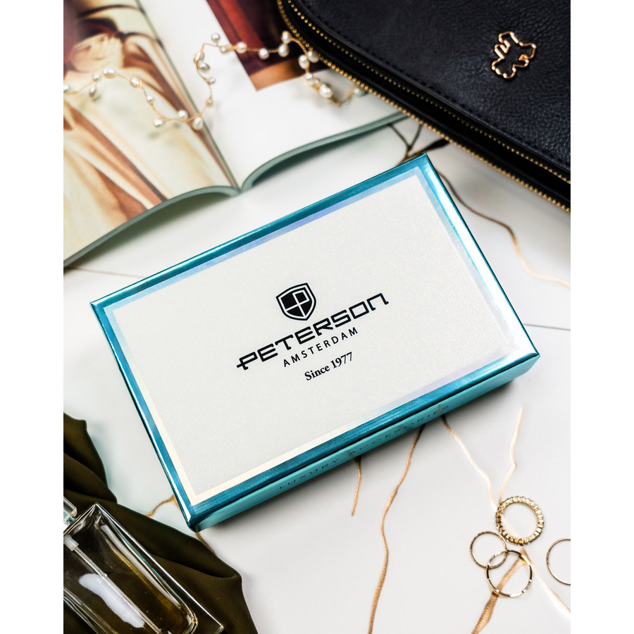 Czerwony portfel damski ze skóry naturalnej i ekologicznej z systemem RFID - Peterson