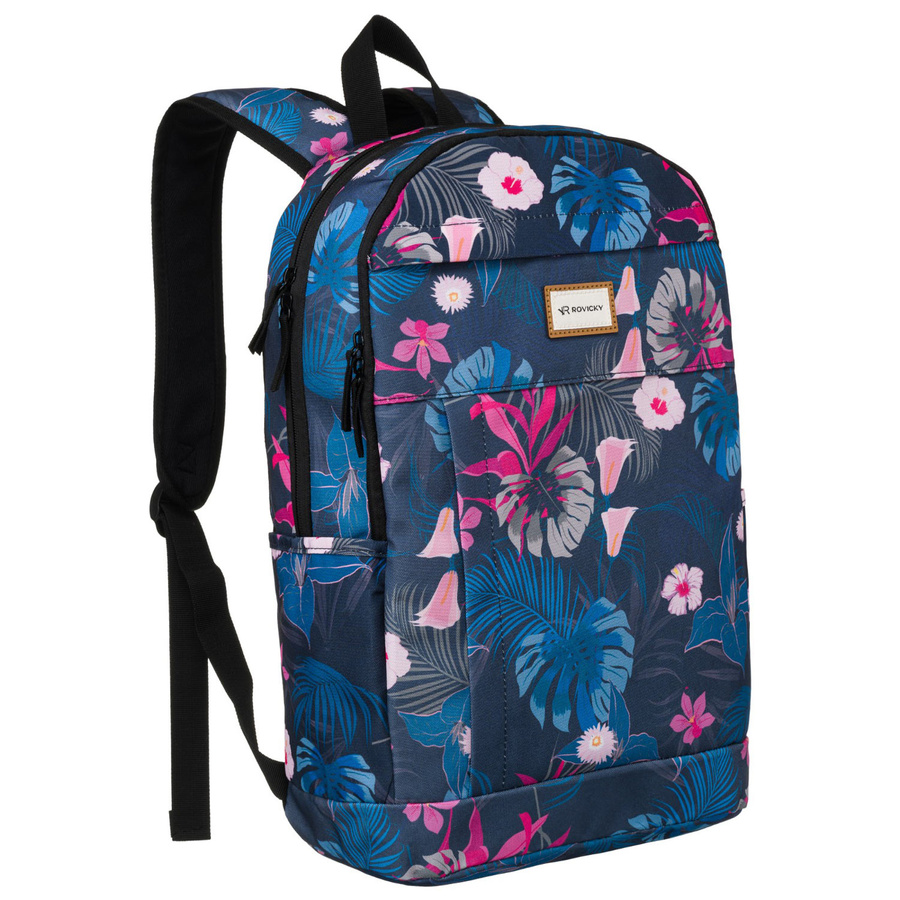 Klasyczny, damski plecak z poliestru w roślinny wzór - Rovicky