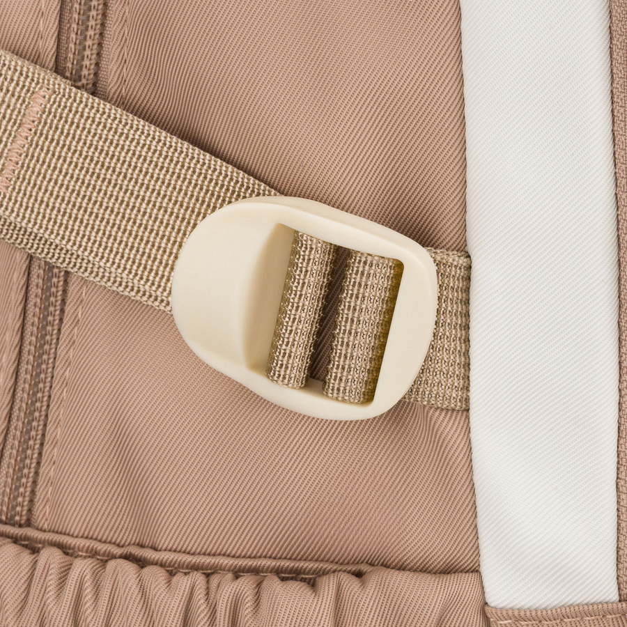 Młodzieżowy plecak szkolny z poliestru w beżowo-różowym kolorze z przegrodą na laptopa - Peterson