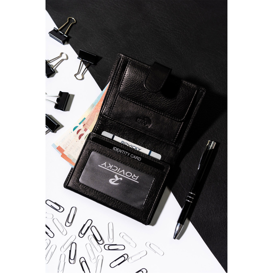 Męski portfel skórzany z zapinką na zatrzask - Rovicky