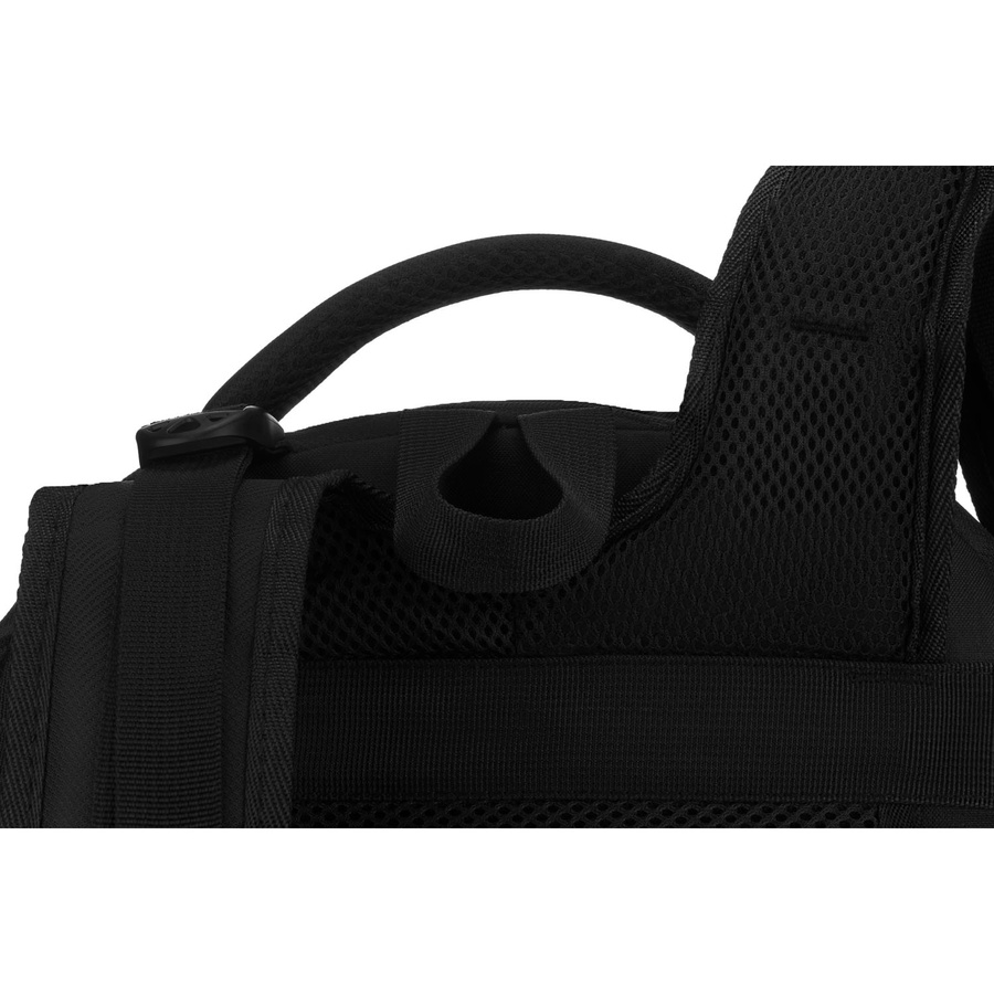 Młodzieżowy, miękki plecak szkolny z poliestru w czarnym kolorze, zawieszony na regulowanych szelkach - Peterson