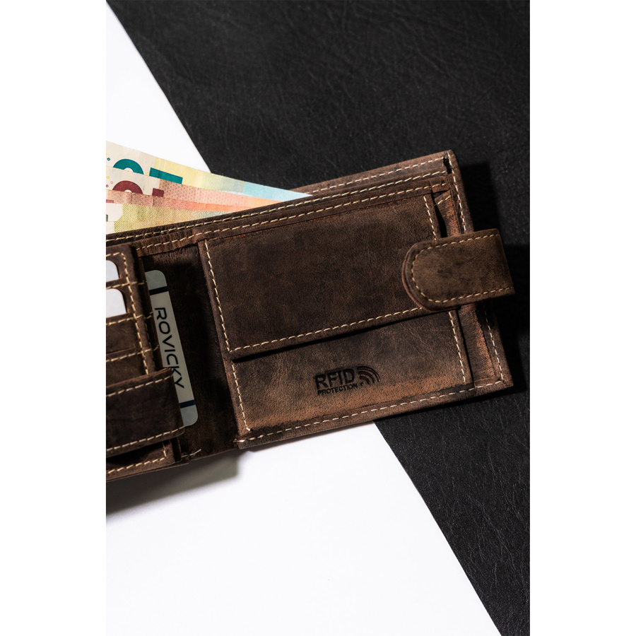 Portfel z naturalnej skóry męski na zatrzask - Buffalo Wild