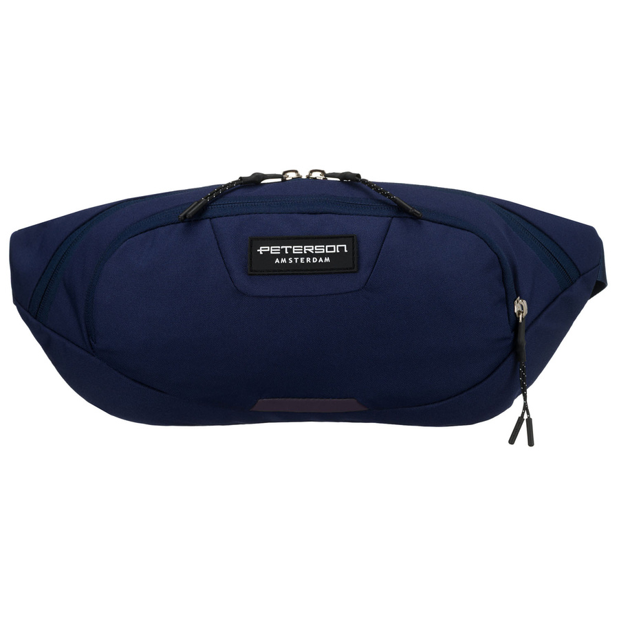 Granatowa, sportowa saszetka z poliestru zamykana suwakiem - Peterson