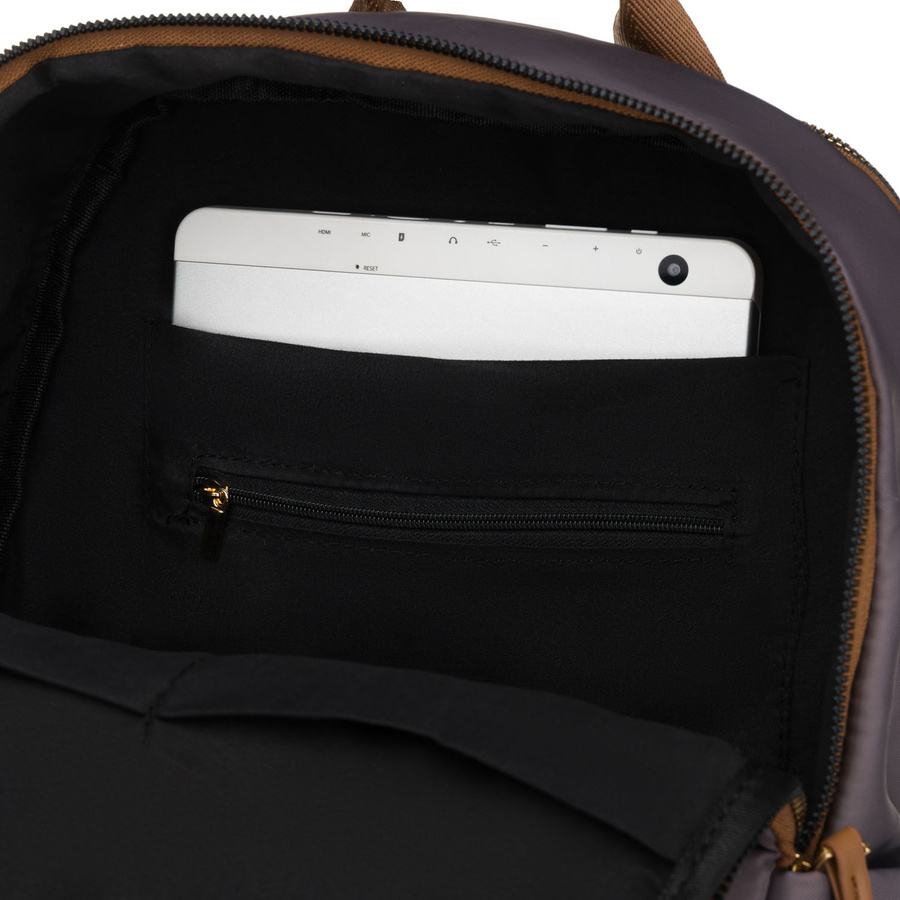 Szary, miejski plecak damski z poliestru zamykany suwakami - Peterson