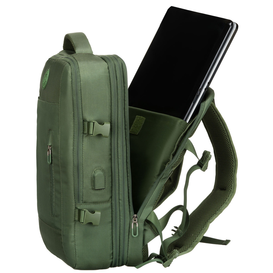 Zielony plecak podróżny z miejscem na laptopa i portem USB - Peterson