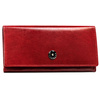 Duży, skórzany portfel damski w czerwonym kolorze zamykany na zatrzask - Peterson