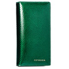 Pionowy portfel damski na magnes i zamek wykonany ze skóry naturalnej w zielonym kolorze - Peterson