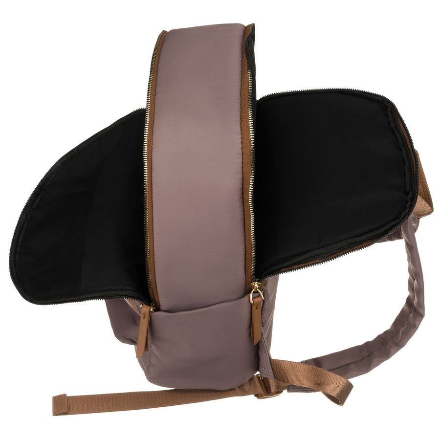 Dwukomorowy plecak damski z poliestru w beżowym kolorze - Peterson